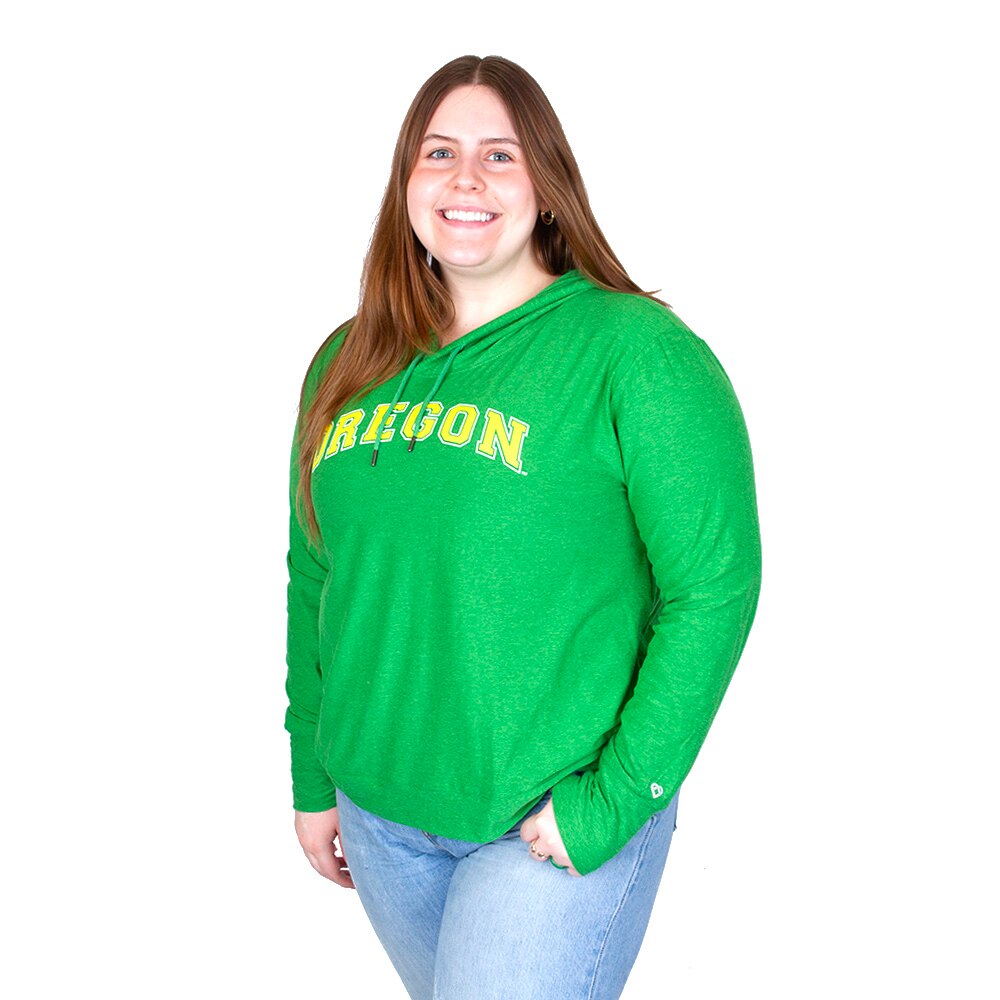 Arched Oregon, Colosseum, Green, Long Sleeve, Polyester Blend, Women, Skipper, Hooded, T-Shirt, 927968